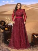 SD3246 Petite Stand Collar Beaded A-Line Gown - Image 11