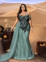 SD3248 Strapless Beaded Mermaid Gown with Tulle Train - Image 8