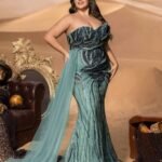 SD3248 Strapless Beaded Mermaid Gown with Tulle Train