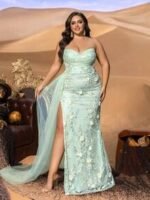 SD3259 Strapless Floral Beaded Gown with Tulle Overlay - Image 7