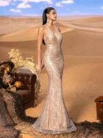 SD3229 Halter-Neck Geometric Mermaid Gown - Image 4
