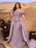 SD3238 Strapless Floral Ruffle Corset Gown - Image 5