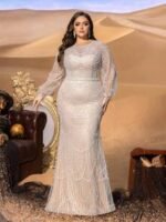 SD3234 Plus Size Arc Sequin Mermaid Gown - Image 3