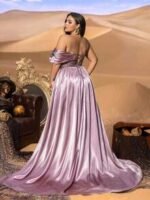 SD3256 Off-Shoulder Sequin Gown with Satin Trail - Image 8