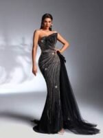 SD3184 Sparkling Sequin Strapless Draped Gown - Image 6
