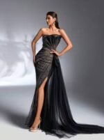 SD3184 Sparkling Sequin Strapless Draped Gown - Image 4
