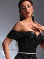 SD3178 Luxe Contrast Mermaid Rhinestone Gown