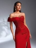 SD3191 Stretchy Heart Neckline Sequin Gown - Image 9