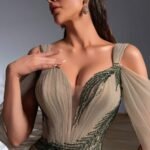 SD3194 Olive Green Sequin Beaded Mermaid Gown