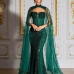 SD3204 Deep Green Sequin Beaded Deluxe Gown