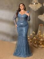 SD3237 Geometric Wave Beaded Mermaid Gown - Image 7