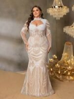 SD3250 High-Neck Floral Beaded Gown with Cutouts - Image 7