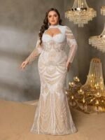 SD3250 High-Neck Floral Beaded Gown with Cutouts - Image 6