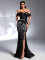 SD3178 Luxe Contrast Mermaid Rhinestone Gown - Image 6