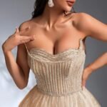 SD3211 Faux Two-Layer Beaded High-Low Gown