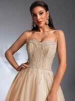 SD3211 Faux Two-Layer Beaded High-Low Gown - Image 3