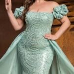 Gemini said SD3252 Off-Shoulder Floral Ruffle Tulle Gown