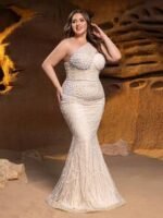 SD3244 One-Shoulder Beaded Sequin Mermaid Gown - Image 9