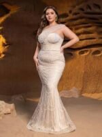 SD3244 One-Shoulder Beaded Sequin Mermaid Gown - Image 5