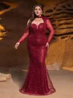 SD3245 One-Shoulder Fish-Scale Sequin Gown - Image 7