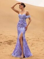 SD3214 Geometric Sequin Mermaid Gown - Image 9