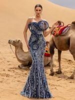 SD3231 Sparkly Beaded Lace-Up Mermaid Gown - Image 8