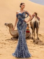 SD3231 Sparkly Beaded Lace-Up Mermaid Gown - Image 2