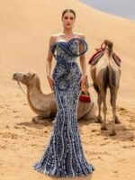 SD3231 Sparkly Beaded Lace-Up Mermaid Gown - Image 6