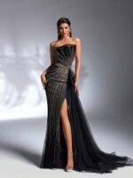 SD3184 Sparkling Sequin Strapless Draped Gown - Image 5