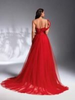 SD3205 Red 3D Floral Sequin Trailing Gown - Image 4