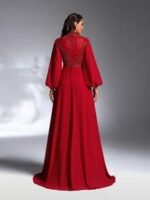 SD3176 Burgundy Lantern Sleeve Sequin Gown - Image 9
