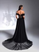 SD3177 Luxury Black & Gold Trailing Gown - Image 4