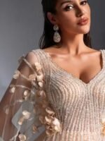 SD3208 Cloak Sleeve 3D Floral Mesh Gown - Image 12