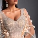 SD3208 Cloak Sleeve 3D Floral Mesh Gown