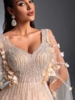 SD3208 Cloak Sleeve 3D Floral Mesh Gown