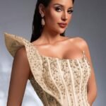 SD3189 Heavy Sequin Exaggerated Shoulder Mermaid Gown