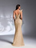 SD3189 Heavy Sequin Exaggerated Shoulder Mermaid Gown - Image 6
