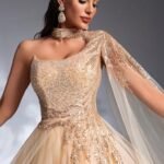 SD3209 Sparkling Sequin Mesh Patchwork Gown