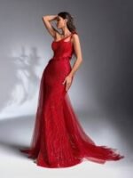 SD3199 Pearl Lace Asymmetrical Fishtail Gown - Image 5