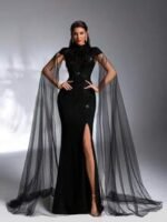 SD3172 Luxe Black High-Collar Sequin Gown - Image 6