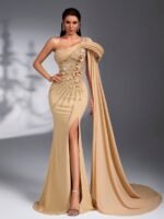 SD3174 Luxury Asymmetric Sequin 3D Floral Gown - Image 8