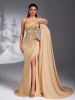 SD3174 Luxury Asymmetric Sequin 3D Floral Gown - Image 7