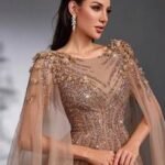 SD3175 Luxe Champagne Tulle Floral Gown