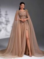 SD3175 Luxe Champagne Tulle Floral Gown - Image 7
