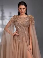 SD3175 Luxe Champagne Tulle Floral Gown - Image 10