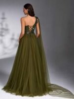 SD3169 Luxe Olive One-Shoulder Sequin Gown - Image 8