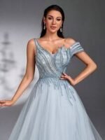 SD3179 Luxe Beaded Asymmetrical Tulle Maxi - Image 10