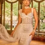 SD3224 V-Neck Long-Sleeve Beaded A-Line Gown