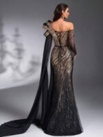 SD3182 Luxe Sequin Chiffon Flare-Sleeve Gown - Image 4