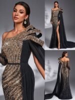 SD3182 Luxe Sequin Chiffon Flare-Sleeve Gown - Image 12